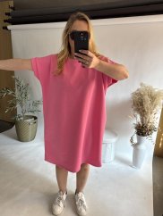 Šaty basic strihu nekrčivé neoprén oversize-pink