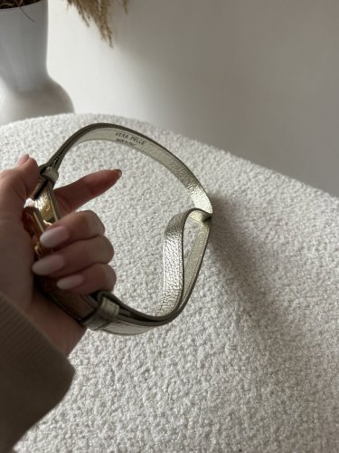 Pásek kožený posuvný se zlatou sponou-zlatý