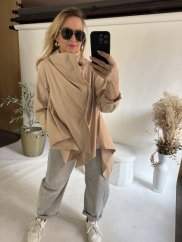 Bunda asymetrická Sofymax-dark beige