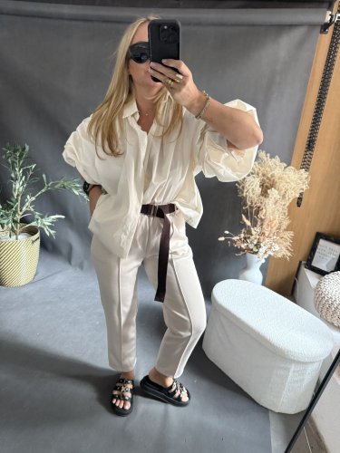 Nohavice s opaskom Italy-béžové