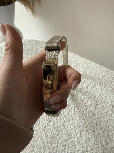 Pásek kožený posuvný se zlatou sponou-zlatý