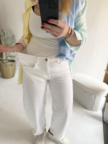 Džínsy New York--elastické, pohodlné-bílé