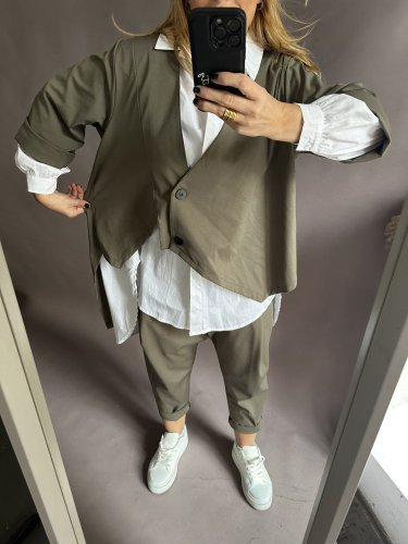 Kabátik ľahký asymetrický SUN-khaki