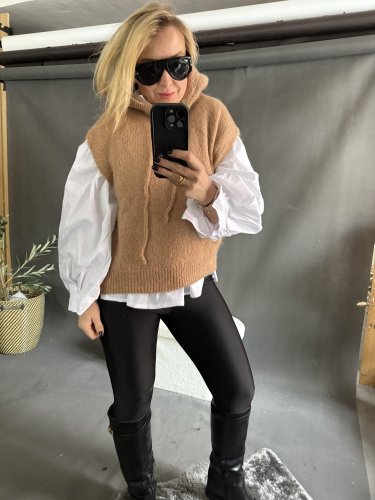 Vesta pletená Maille-cihlová