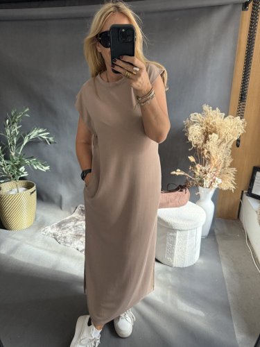 Šaty Basic dlouhé-mocca