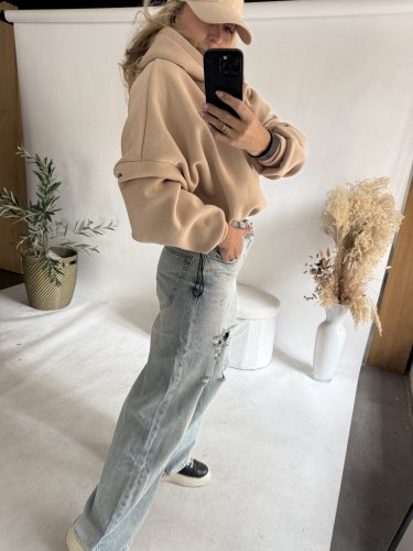 Mikina na sťahovanie Life-beige