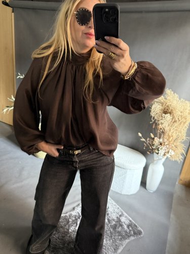 Halenka se stojáčkem-hnědá