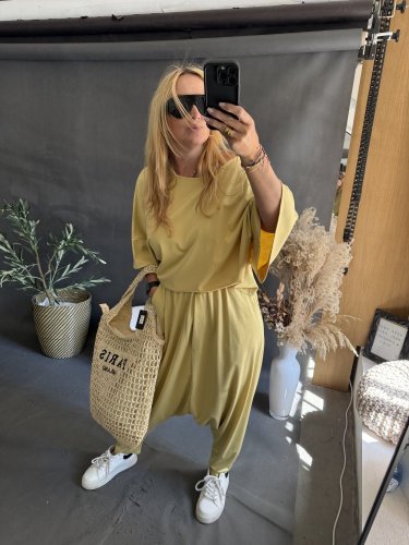 Kalhoty nasrávací Tencil-žlutá