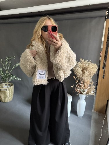 Kabát Teddy-béžový