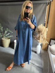 Šaty ala jeans Oversize Tencel-tmavé