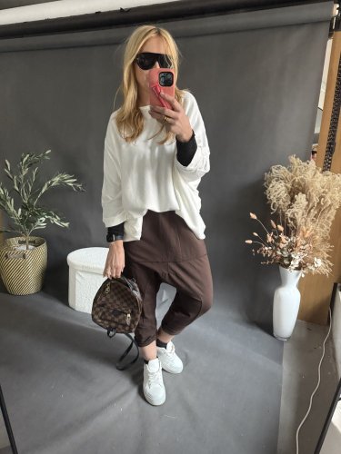 Teplákové nohavice nasrávacie fattale-hnedé