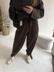 Kalhoty Flowy harem-hnědá