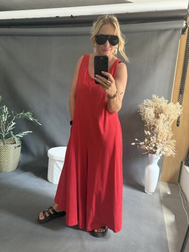 Overal SUN bavlna Oversize-čiervený