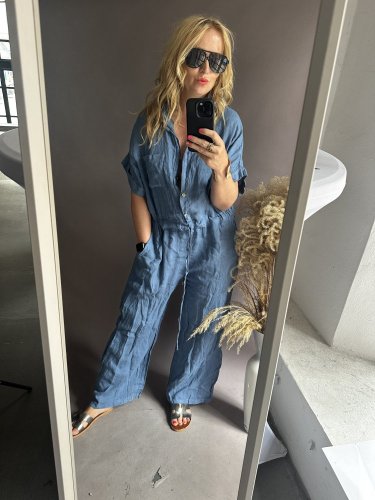 Ľanový Overal Joy-modrý