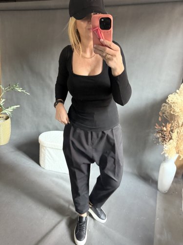 Tričko rebrované Elle-čierne