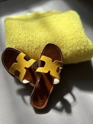 Sandálky Maroko kožené žlté