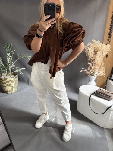 Košile oversize rukáv-hnědá