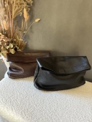 Kabelka kožená - lístoček-hnedá