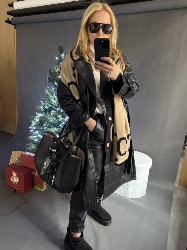 Koženkový Trenchcoat  Rosso-černý