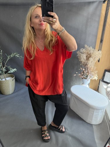 Bluza Liame-UNI SIZE na XS-XL-čiervená