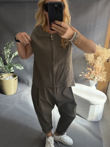 Vesta Oboustranná na zip/knoflíky SUN-khaki