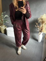 Kalhoty SUN v leather/semiš optice-vínové