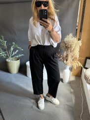 Kalhoty SUN s řasením 3/4 délka-černé