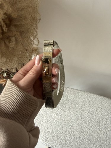 Pásek kožený posuvný se zlatou sponou-zlatý