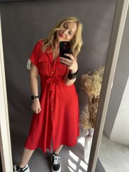 Šaty v štýle košele Newlife-červené- do 3 dnů