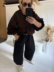 Košile Lamiar s oversize rukávem 3/4-hnědá