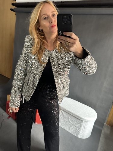 Sako s flitrami veľkosť M a XL