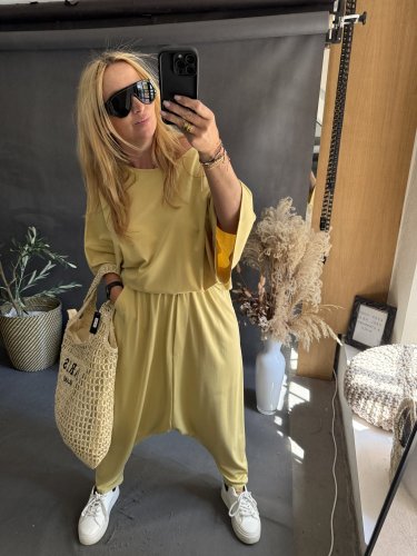 Kalhoty nasrávací Tencil-žlutá