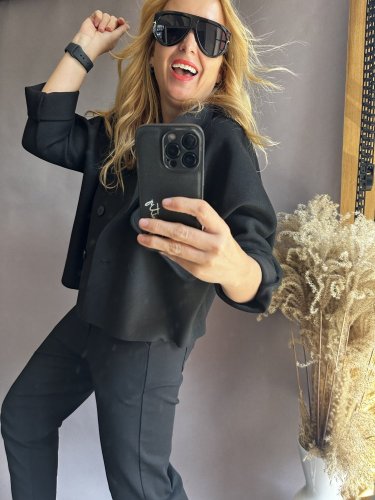 Kabátik Crop SUN-čierny