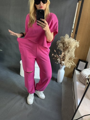 Tepláková súprava Crop-fuchsie