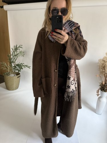 Kabát s opaskom Jane-hnedý