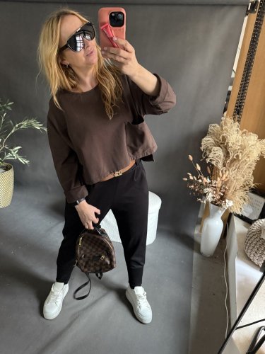 Tričko Sum s kapsou 2-hnědé