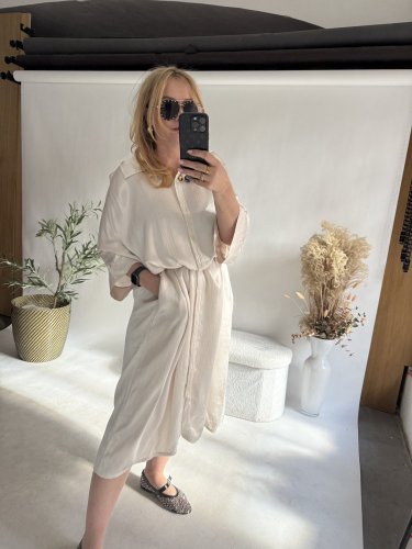 Košeľové šaty viskoza-cream