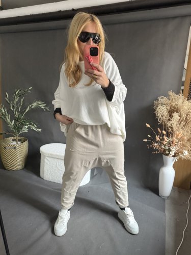 Teplákové nohavice nasrávacie fattale-béžové