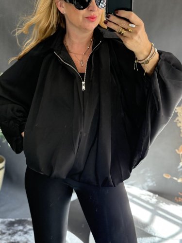 Bomber saténový čierný