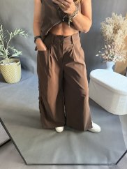 Nohavice so šnúrkou Sun hnedé