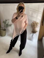 Tričko s čipkou-pink