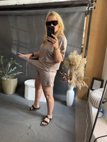 Souprava Tričko a šortky Bavlna-mocca