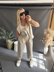 Kalhoty SUN s řasením 3/4 délka-béžové