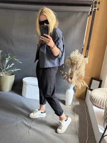 Kabátek Crop SUN TENKY-tmavě šedý