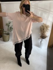 Tričko s čipkou-pink