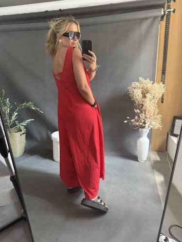 Overal SUN bavlna Oversize-čiervený