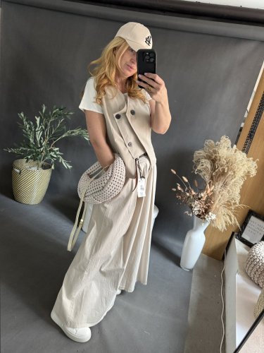 Kalhoty Pantagonna ve stylu sukně -béžové