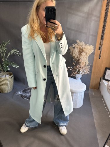 Kabát Jarní ve stylu dlouhého saka-mint-
