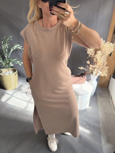 Šaty Basic dlouhé-mocca