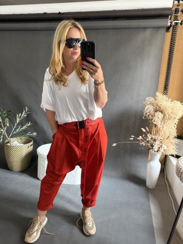 Nohavice s nižším sedom Blair-béžová postava 36-42čiervené